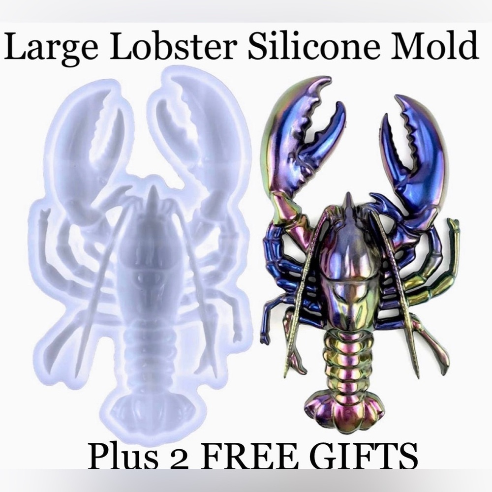 LG 3D LOBSTER SILICONE RESIN CASTING MOLD NAUTICAL DECOR MOLDS DIY 2 Free Gifts
